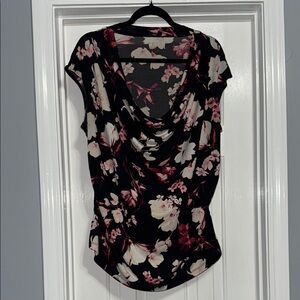 Worthington Floral Black and Pink Sleeveless Blouse